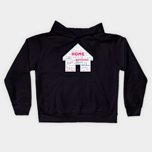 House of words Red Home and Blue House in caps Kids Hoodie